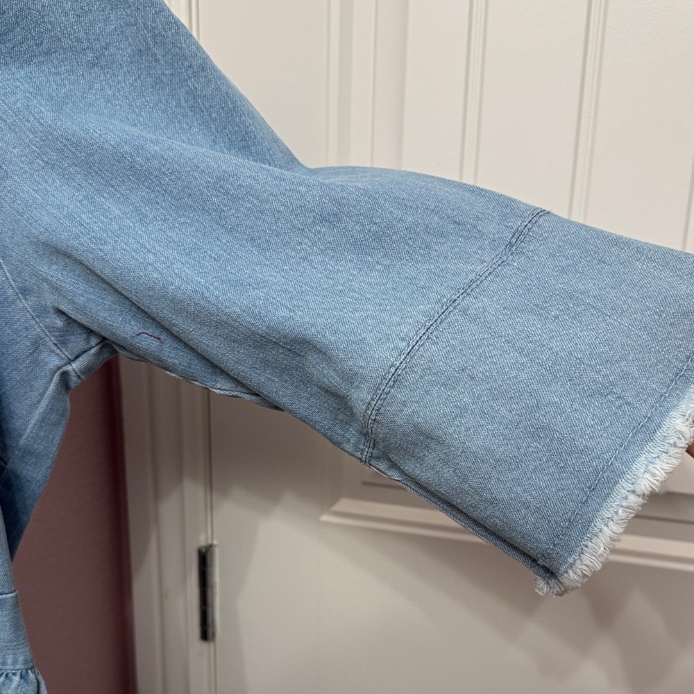 Eloquii Blue and Cream Casual Denim Dress - Picture 4 of 8